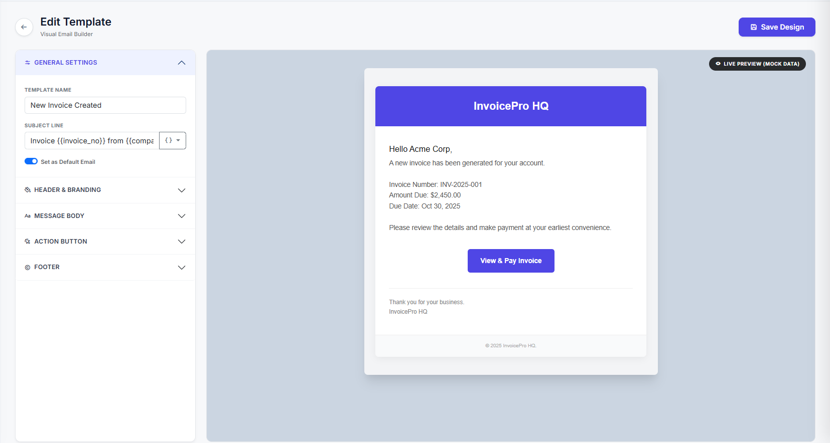 Email General Settings
